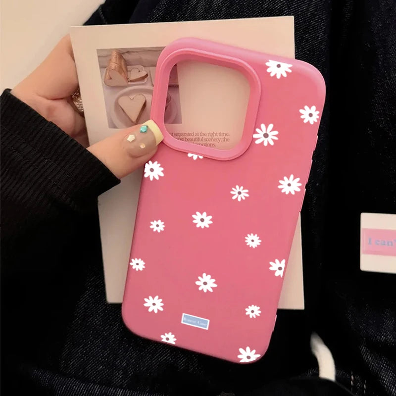 Funda de teléfono con flor pequeña y Margarita de estilo lindo para iPhone 11 12 13 14 15 16 17 Pro Max 16 Plus, funda de silicona suave con parachoques a prueba de golpes