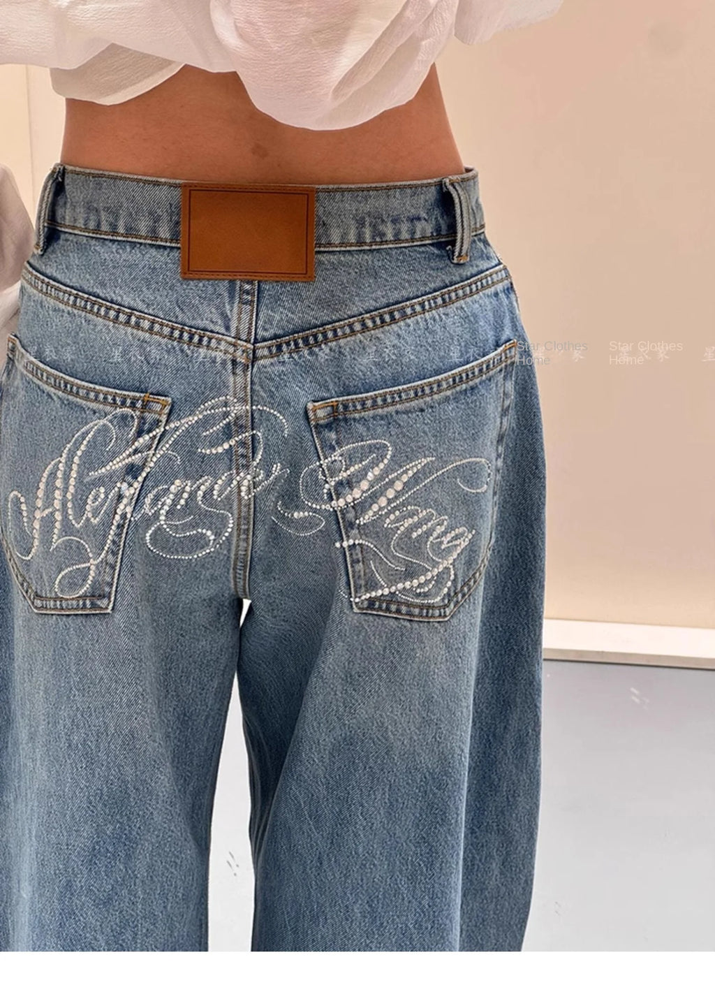 Pantalones vaqueros holgados de pierna ancha para mujer, pantalones informales, diseño Retro Vintage, estilo americano, moda de gran tamaño desgastada elegante