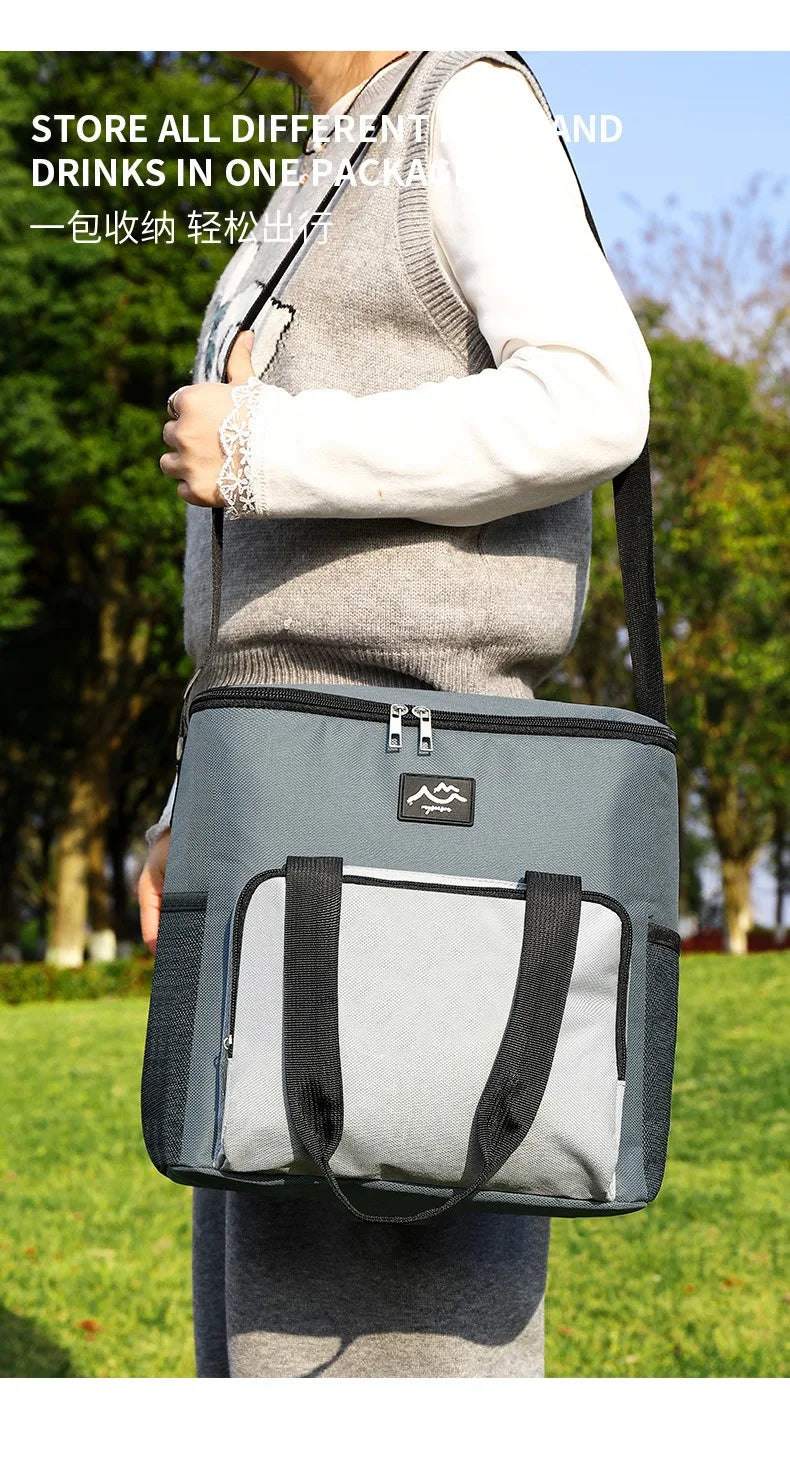 Color a juego de moda, bolsa de almuerzo cuadrada simple, bolsa de hielo portátil para acampar, trabajadores de oficina de gran capacidad, bolsa de comida