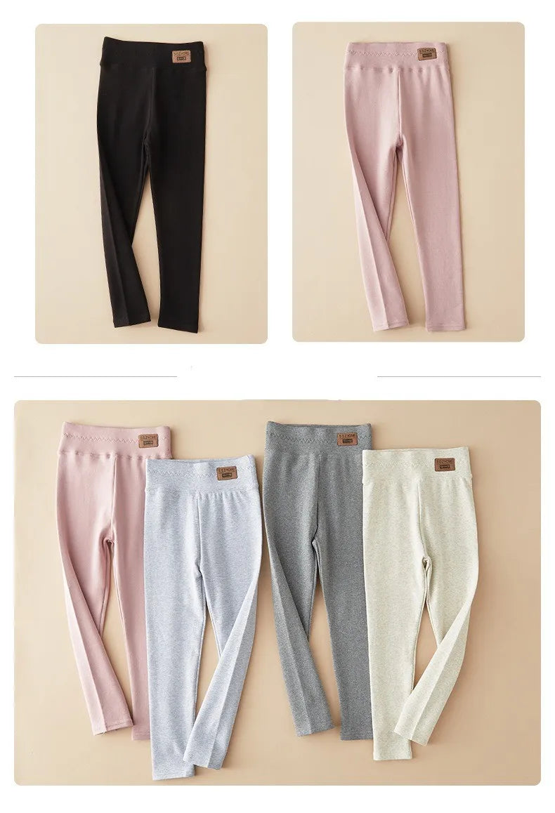 Mallas elásticas ajustadas para niña, pantalones de algodón, color negro y gris, otoño y primavera