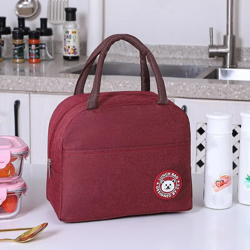 Bolsa de almuerzo aislada para mujeres y niños, bolsa térmica portátil, bolsa de hielo, contenedor de comida de lona, bolsas de Picnic de alimentos