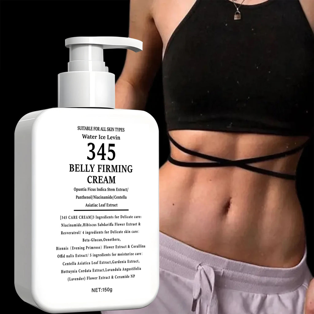345 Crema reafirmante para el vientre Extracto de tallo de opuntia. Niacinamida Pantenol. Objetivos Piel Crepey. Tensar firmes. Todos los tipos de piel. 150 g.