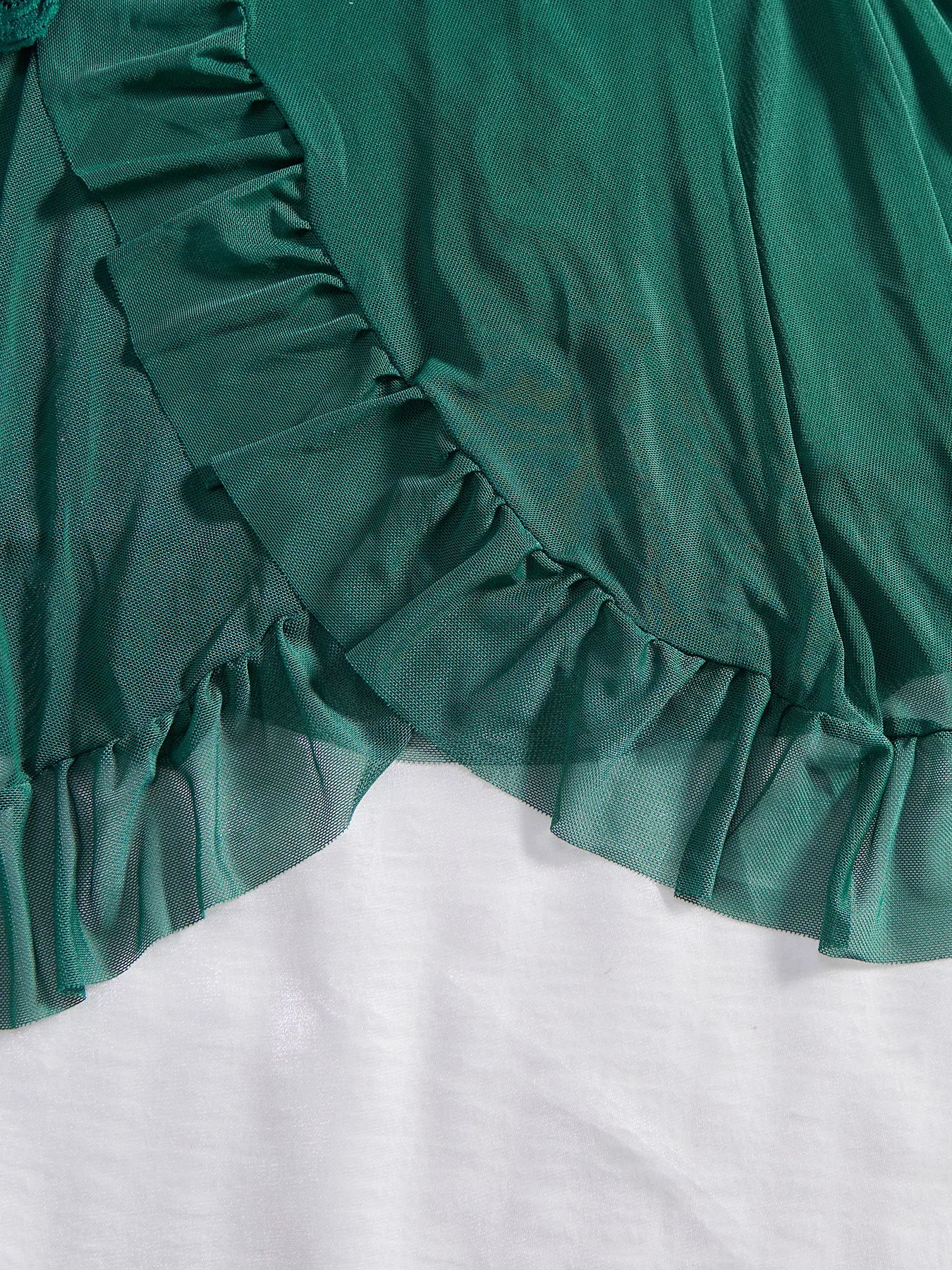 Conjunto de 2 uds de camisón de encaje para mujer, ropa de casa exquisita, nuevo pijama verde para la noche, camisón transparente dividido, conjuntos de bragas con sujetador con cuello en V
