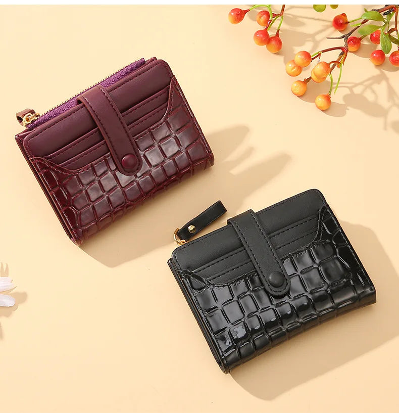 Cartera corta para mujer, monedero pequeño de cuero de marca de lujo a la moda, tarjetero para mujer, bolso de mano para mujer, billetera con Clip para dinero 2023