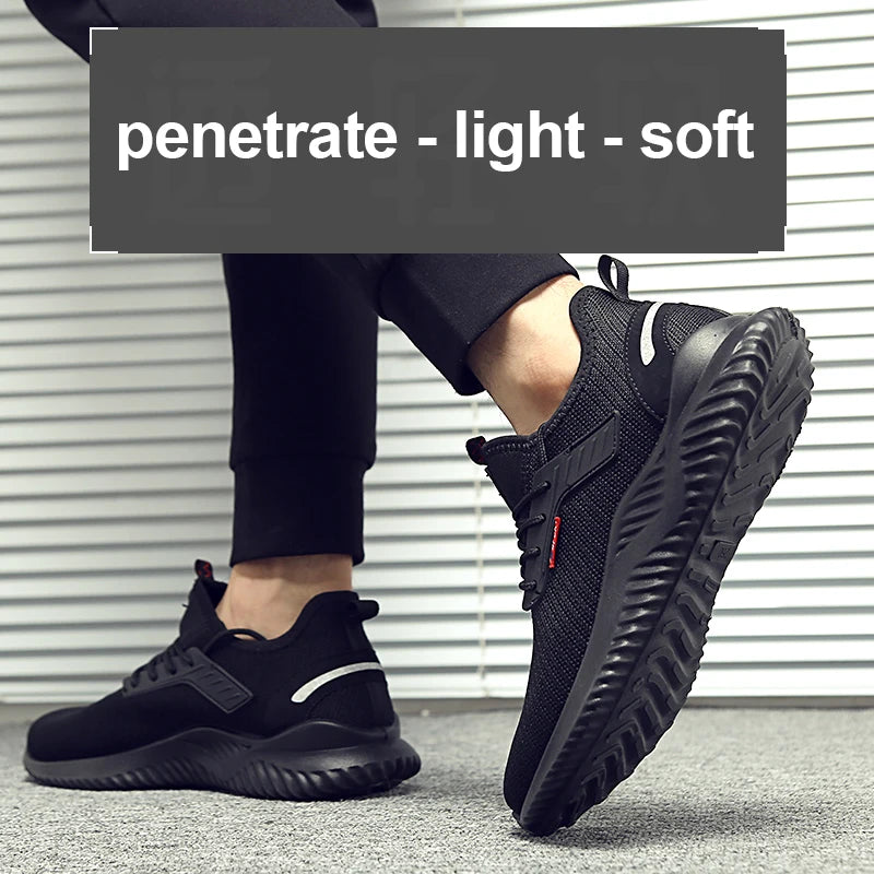 Zapatillas de trabajo con punta de acero para hombre, zapatos de seguridad, botas de trabajo a prueba de perforaciones, calzado Indestructible de moda