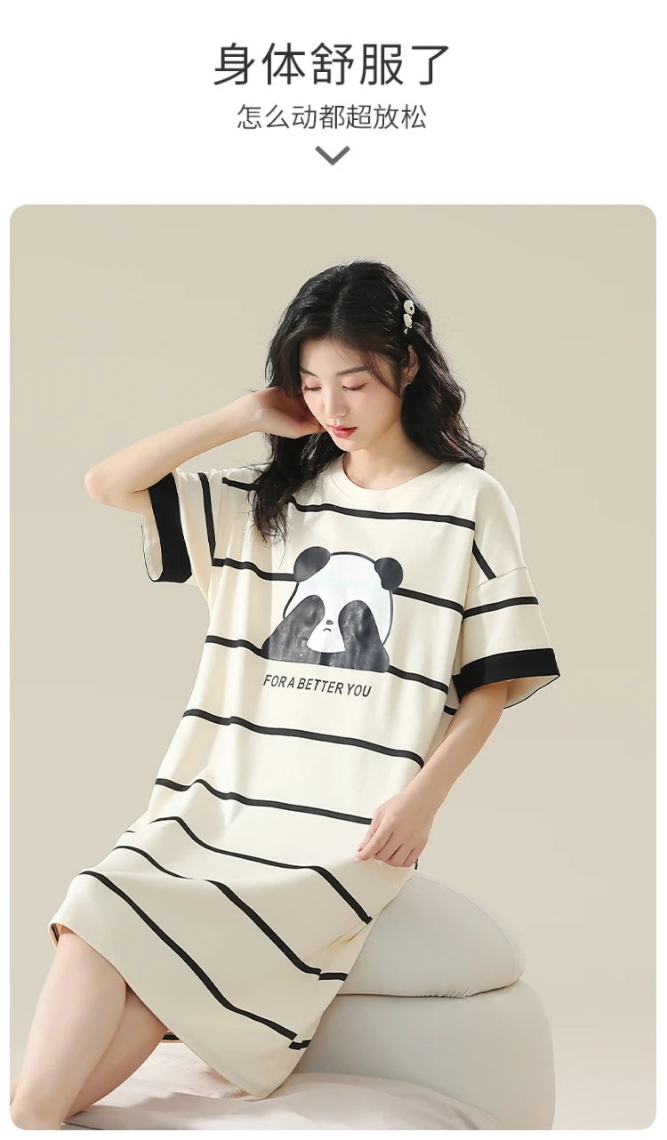 100% ALGODÓN! Camisón de verano para mujer de talla grande M-4XL, nuevo camisón antibacteriano HQ, camisón de manga corta, vestido informal
