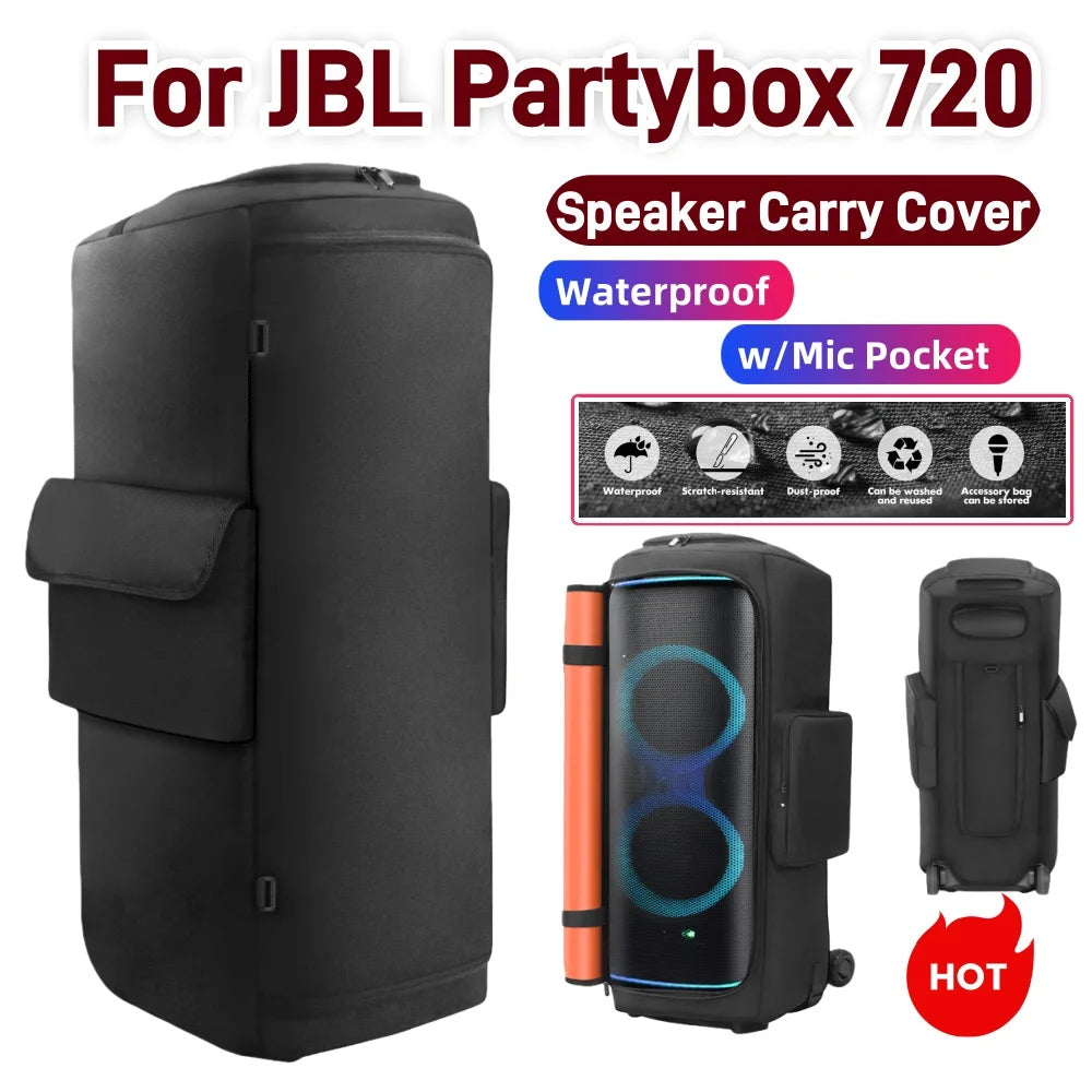 Para JBL Partybox 720 funda antipolvo para altavoz portátil con bolsillo para micrófono bolsa de almacenamiento para altavoz de doble cara resistente al desgaste para viajes al aire libre