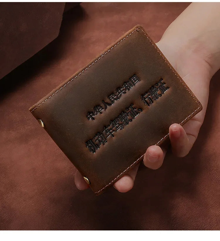 Tarjetero de cuero auténtico para hombre, cartera para documentos de coche, de alta calidad, para licencia de conducir, 8,2x10,5 cm