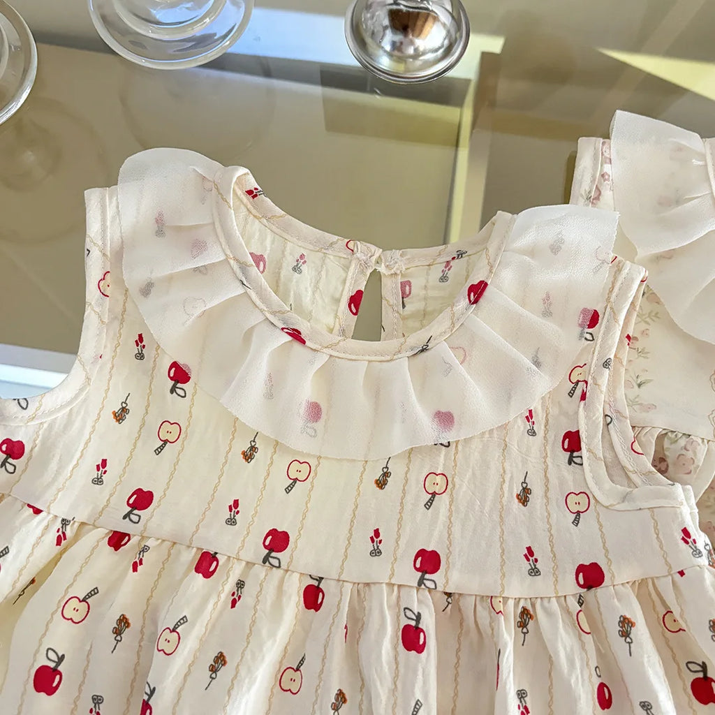 Conjunto de Ropa Infantil de 2 Piezas con Estampado Completo para Niñas de 1 a 10 Años, Verano 2026, Sin Mangas, Tela Suave y Transpirable, Diseño Lindo, Ropa para el Hogar