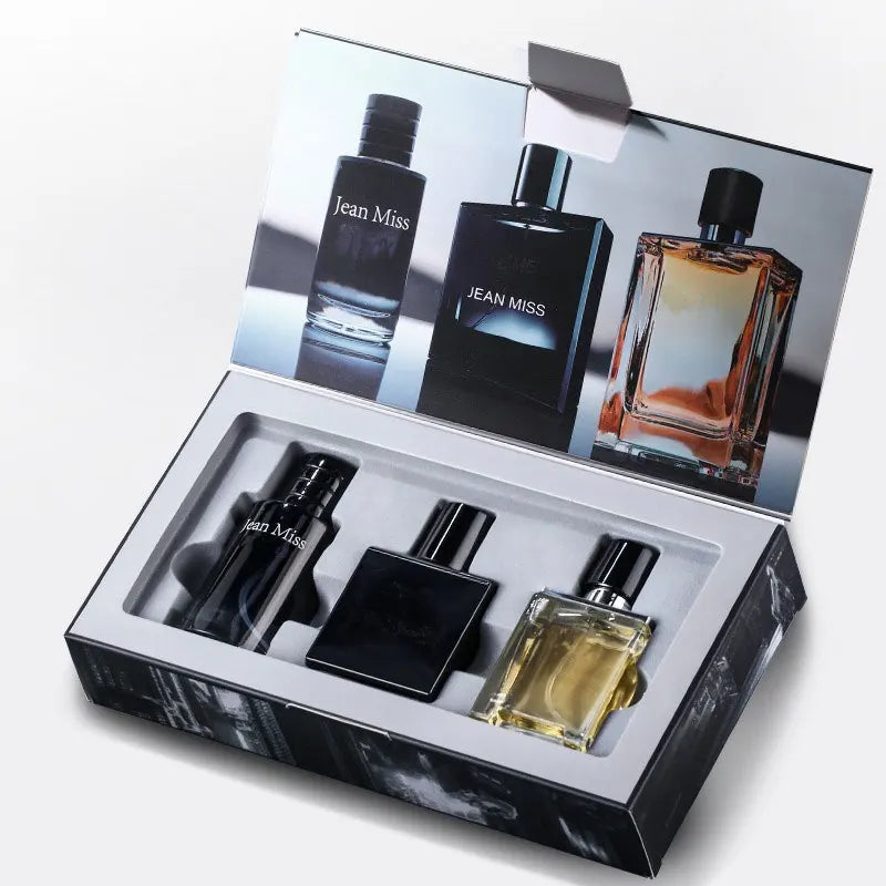 Juego de 3 piezas, caja de regalo en spray eau de Toilette para hombre, fragancia duradera, 3 sabores diferentes, perfecta para regalos navideños, fechas, víspera
