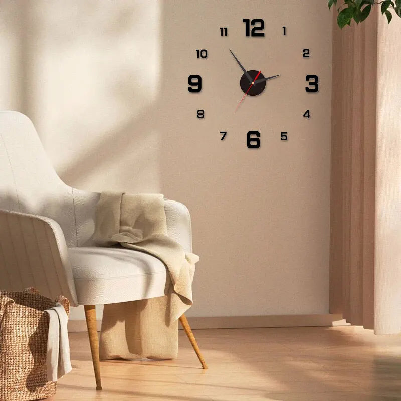 Reloj colgante de pared DIY sin marco creativo 3D, pegatinas de pared, reloj Digital silencioso para el hogar, decoración de pared para sala de estar y oficina