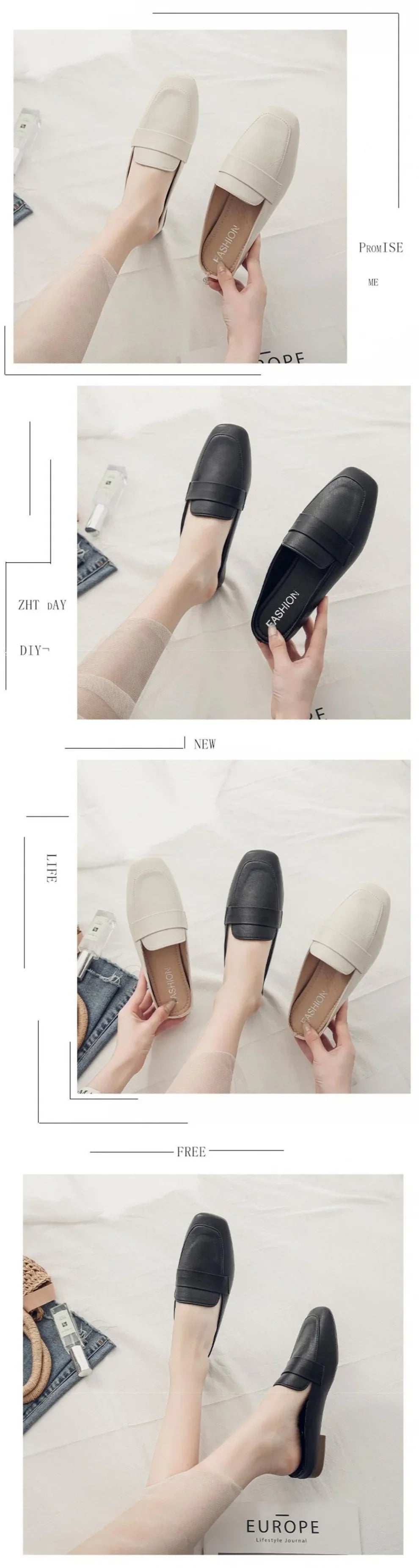Baotou-Zapatillas planas de cuero suave para Mujer, Zapatos planos sin cordones, suela suave, 2024