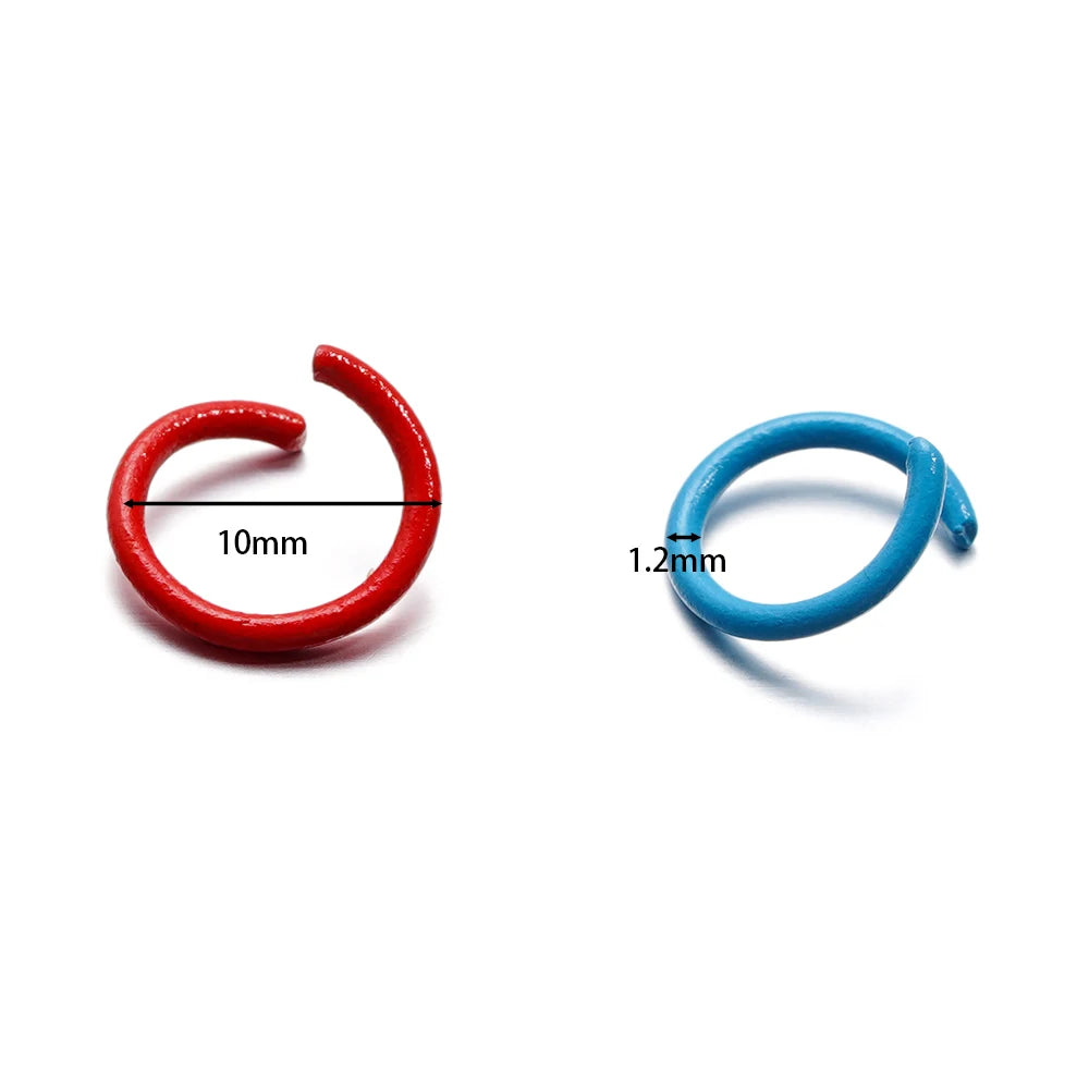100 unids/lote 1,2x10mm anillos abiertos coloridos conector de anillo de salto dividido para hacer joyería Diy accesorios suministros