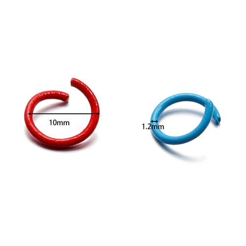100 unids/lote 1,2x10mm anillos abiertos coloridos conector de anillo de salto dividido para hacer joyería Diy accesorios suministros