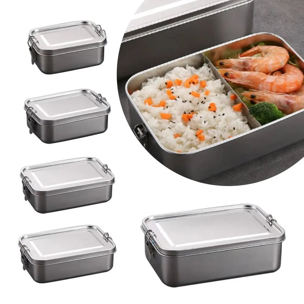 Lonchera Cuadrada de Acero Inoxidable Resistente, Lonchera de Gran Capacidad con Tapa Hermética, Contenedor de Almuerzo a Prueba de Fugas para Exteriores