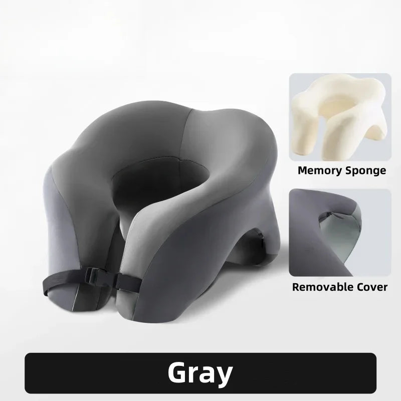 Almohada de viaje portátil en forma de U, almohadas para dormir de espuma viscoelástica, almohada para siesta en la oficina, cojín para el cuello de avión y coche, soporte ergonómico para la cabeza