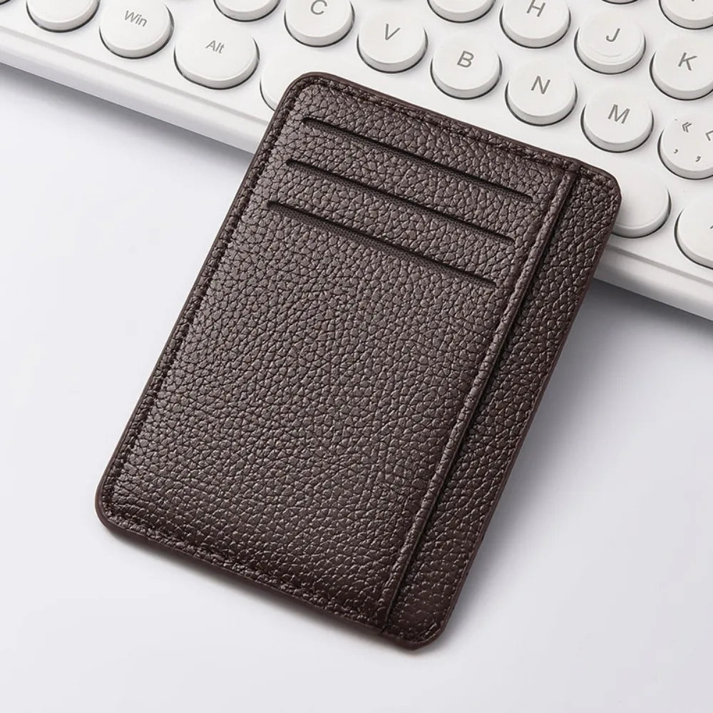 Carteras minimalistas delgadas con bolsillo frontal para hombre, tarjetero con bloqueo RFID, carteras de cuero portátiles