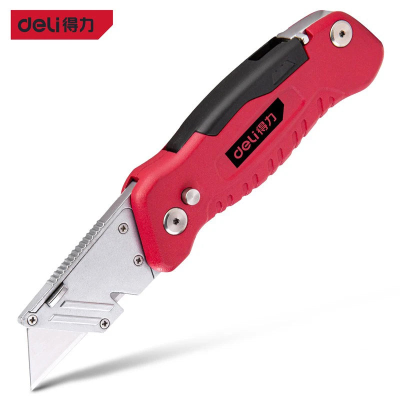 Deli Premium-cortador de caja plegable multifunción, cuchillo profesional de bolsillo de alta resistencia, hoja afilada SK2, papel tapiz couteau