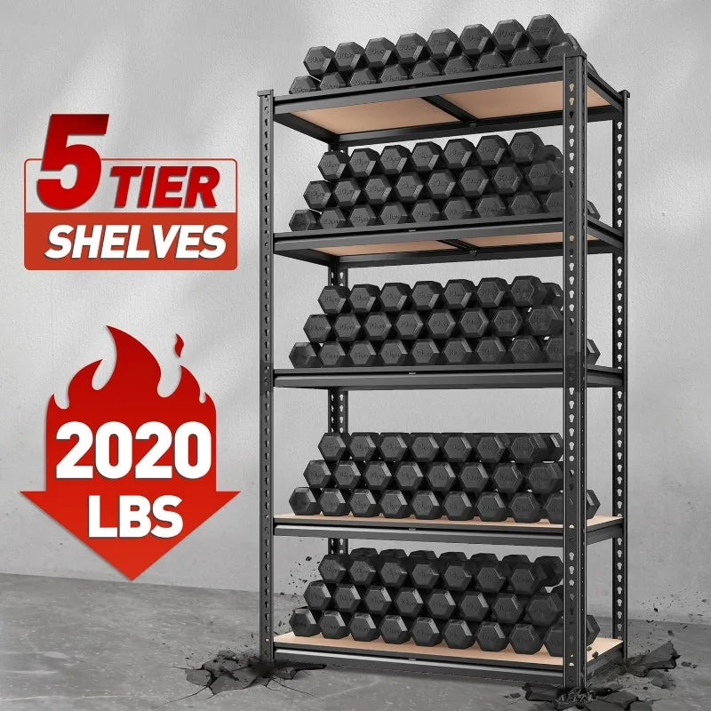 Popular. Estantes de almacenamiento de 2020 libras Estantería de garaje de 5 niveles resistente, estantería de metal ajustable, estantes de garaje