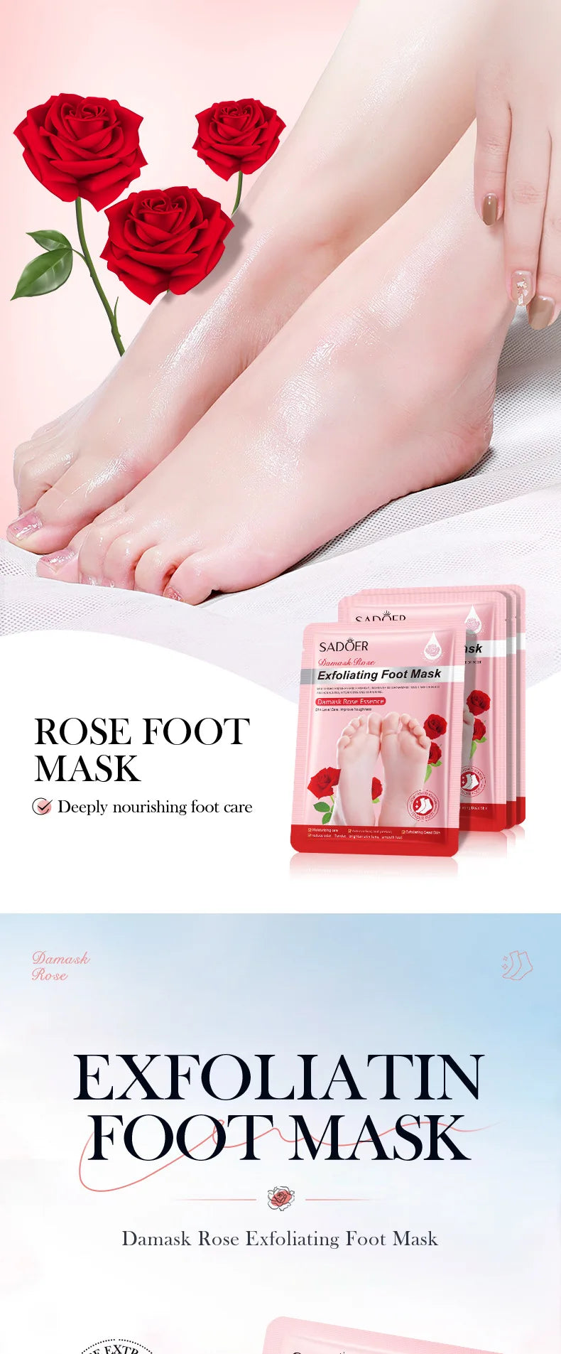 3 pares SADOER mascarilla de lavanda para pies mascarilla exfoliante de pies hidratante antienvejecimiento pies pedicura exfoliante pies cuidado de la piel