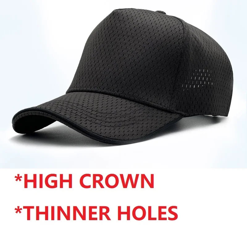 Gorra de béisbol de malla de verano de talla grande de cabeza grande para hombres y mujeres gorra transpirable de camionero ajustable para deportes al aire libre correr
