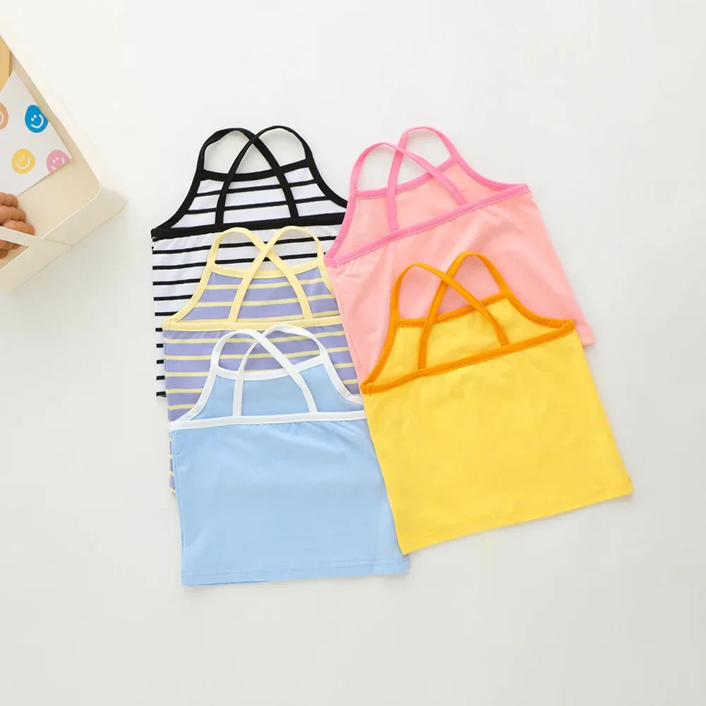 Ropa de verano para niños, camiseta sin mangas bonita de dibujos animados para niñas, chaleco informal coreano, camiseta bonita y dulce, disfraz para niñas 2024