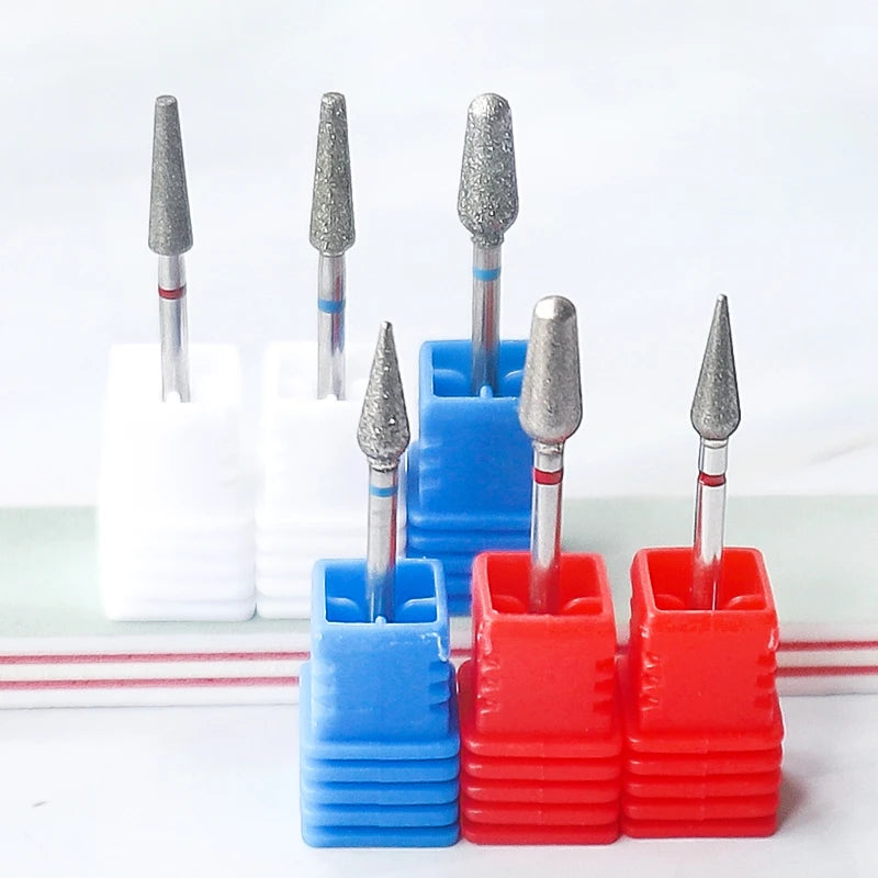 Brocas de cerámica para uñas de diamante, fresa para manicura, limas rotativas para cutículas izquierda y derecha, herramientas de accesorios para uñas DIY