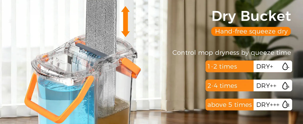 Juego de Mopa y Cubeta con Cubeta Desmontable que Ahorra Espacio, Mopa de Pared con Rotación de 360° °   Cabezal de Mopa Giratorio, 2 Almohadillas de Microfibra Reutilizables para Mopa