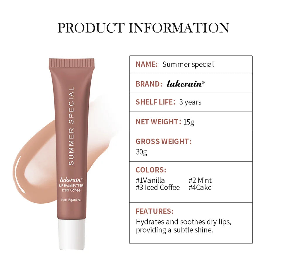 Bálsamo labial hidratante de verano, bálsamo labial hidratante para mantequilla, cuidado diario, bálsamo labial, maquillaje de aceite labial