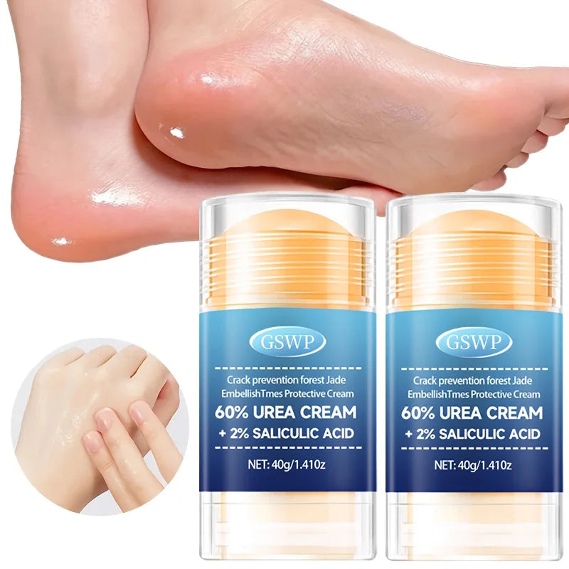 GSWP Crema para pies con 60% de urea y 2% de ácido salicílico, nutre e hidrata manos y pies, sin alcohol, apta para todo tipo de piel 40+40g