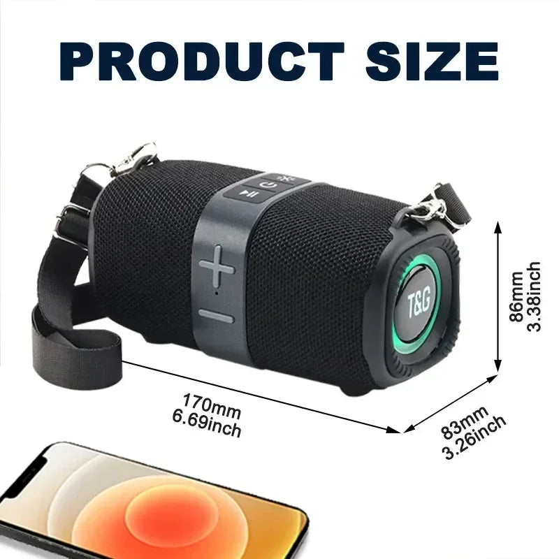 Altavoz Bluetooth inalámbrico portátil para exteriores TG667, altavoz doble, Subwoofer Bluetooth 5,3 con soporte RGB, tarjeta FM/TF/disco USB