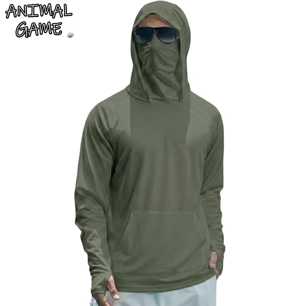 Camiseta de Manga Larga UPF50+ para Hombre, Sudadera Informal de Verano, Camiseta Deportiva de Secado Rápido para Correr, Protección Solar, Pesca, Tops de Seda de Hielo
