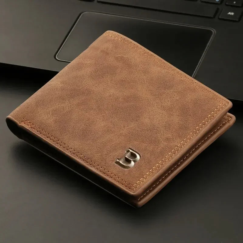 Cartera de cuero PU suave con cremallera para hombre, tarjetero corto minimalista, tarjetero de negocios