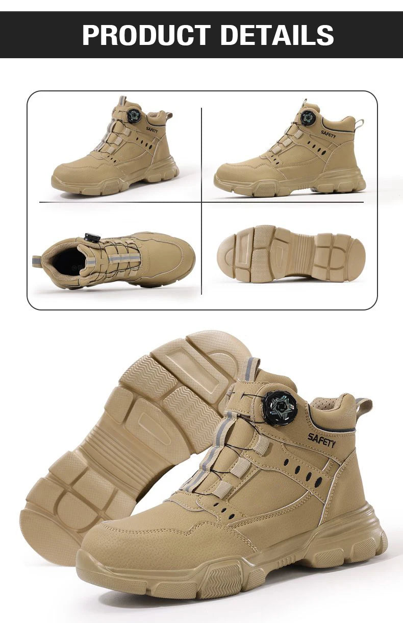 Botas de Trabajo de Seguridad con Punta de Acero para Hombre, Anti-aplastamiento, Resistentes a Pinchazos, con Entresuela de Kevlar, Impermeables, Ligeras, con Hebilla Giratoria