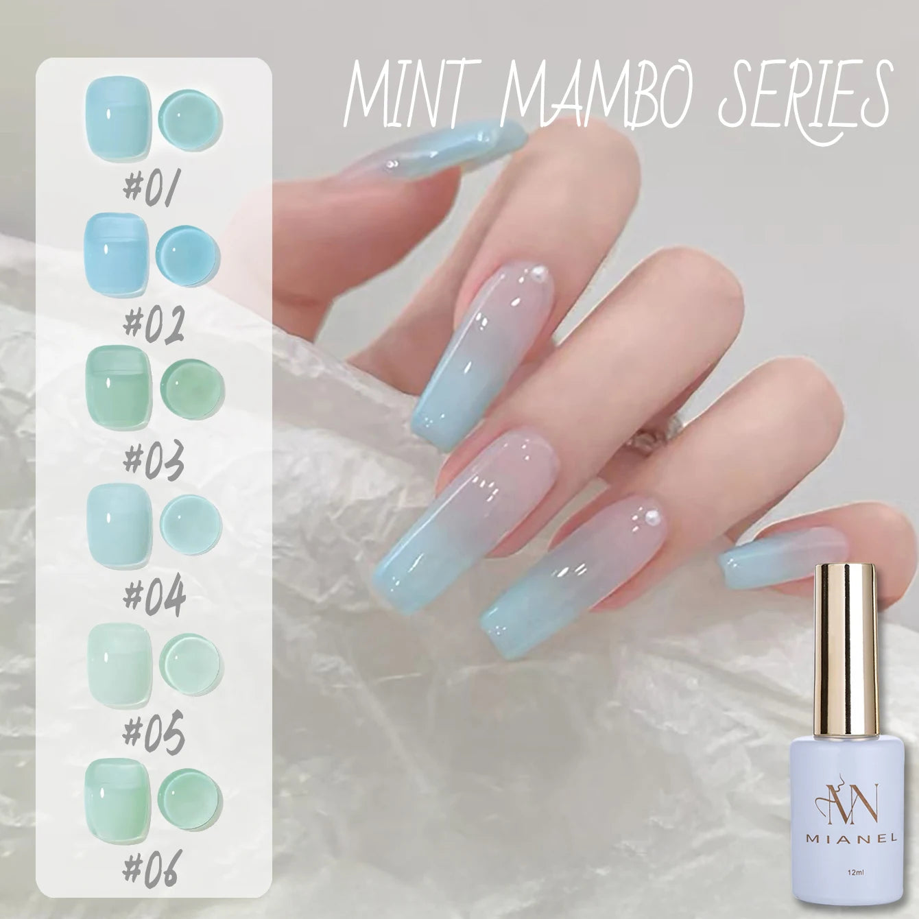Esmalte de Uñas en Gel MIANEL Colorful Rock Slice, Amarillo Lechoso-Blanco Brillante, Crema Blanca, Efecto Leche Huhu Dopamina, 12ml, 1-6 Unidades