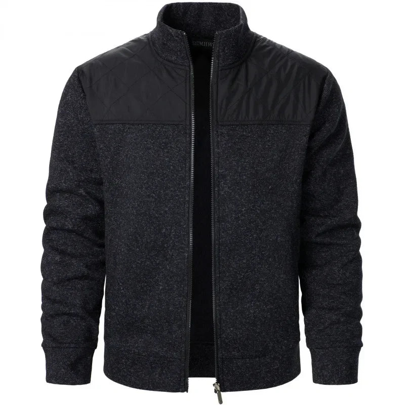 Sudaderas de retales para hombre, chaqueta con cuello levantado, cárdigan ajustado, ropa de calle, ropa deportiva, abrigo informal con cremallera, chándal para exteriores para hombre