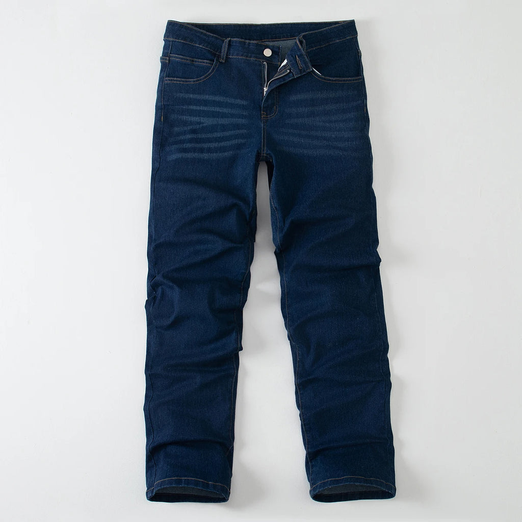 Pantalones vaqueros de pierna recta para hombre, de color liso, para primavera y otoño, a la moda, elegantes, sencillos, informales, negros, versátiles, para exteriores