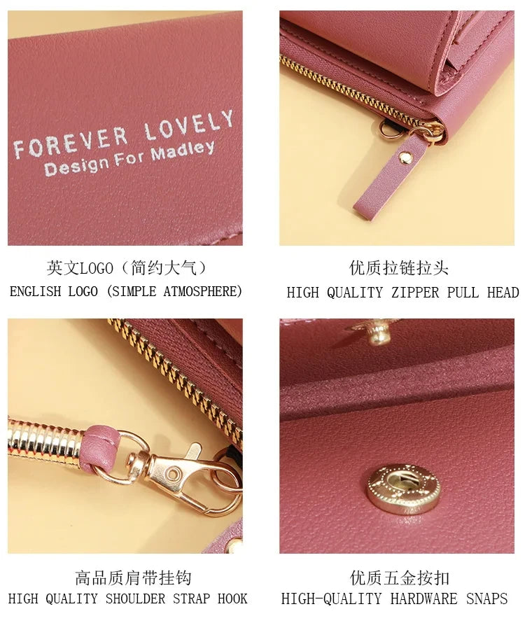 Cartera larga para mujer, monederos con borlas, tarjetero, billeteras con doble cremallera, bolso de mano de cuero Pu, bolso de lujo para dinero y teléfono
