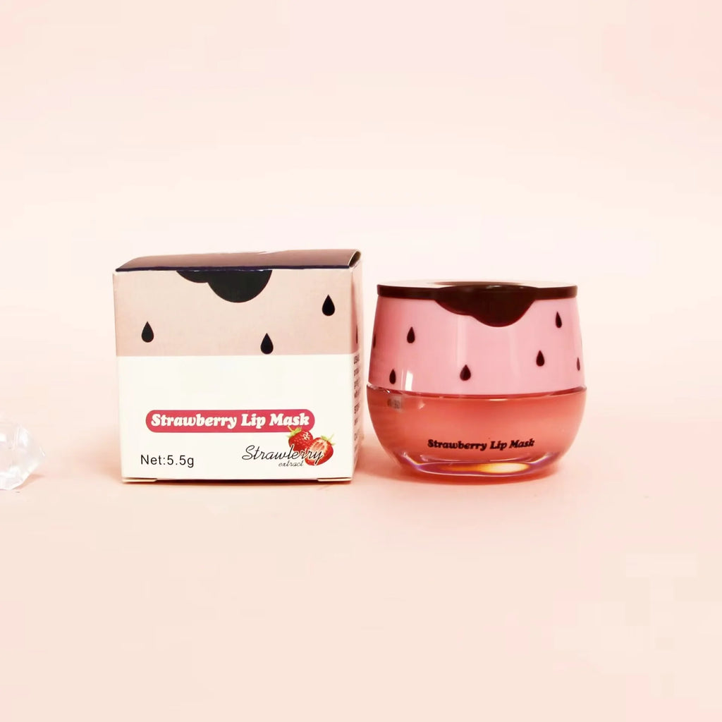 Mascarilla para dormir de labios, 5,5g, mantenimiento del sueño nocturno, brillo de labios hidratante, crema blanqueadora, cuidado nutritivo de los labios, miel de fresa