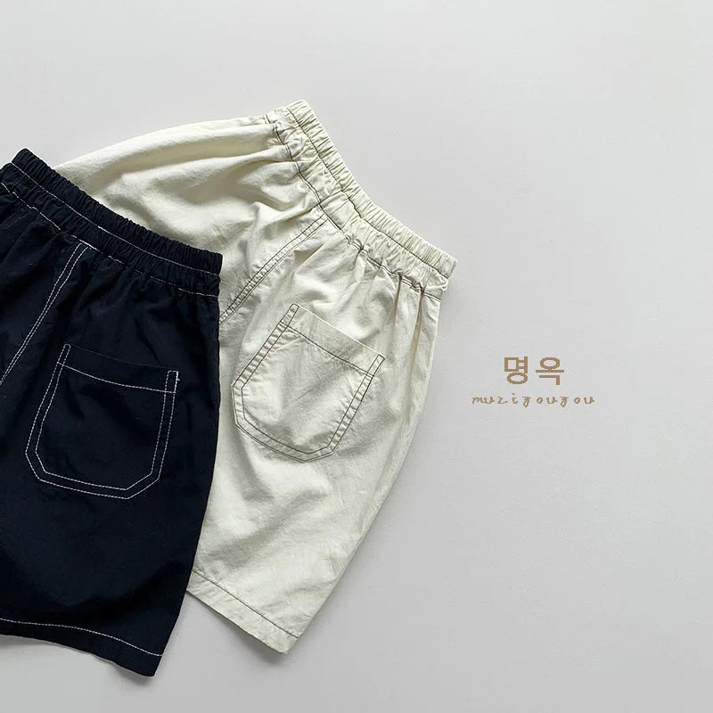 NOVEDAD DE VERANO 2025, pantalones cortos sueltos para niños, pantalones casuales sólidos para bebés, pantalones cortos casuales de algodón para niños y niñas, pantalones medios para niños, ropa para niños