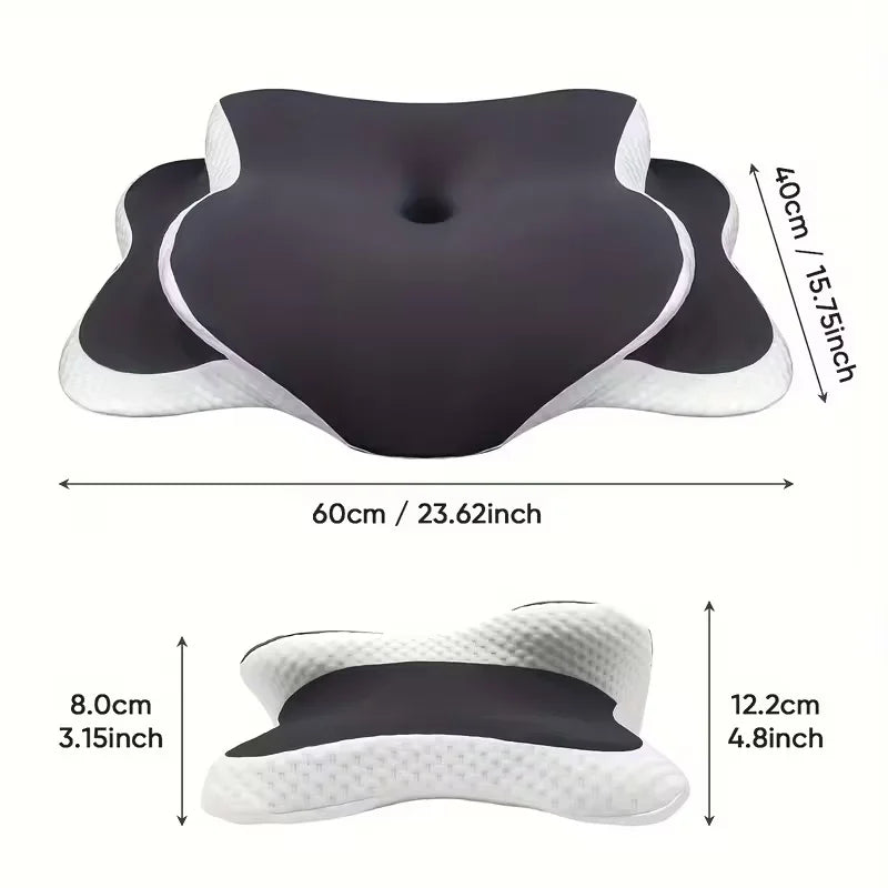 Almohada cervical ergonómica de espuma viscoelástica con forma de mariposa, en forma de C/ajustable de doble altura, con funda transparente - soporte lateral/decúbito supino/almohada