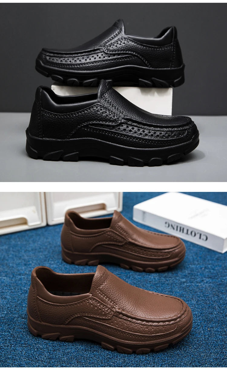 Zapatos de chef para hombre, zapatos de trabajo de cocina impermeables y a prueba de aceite, ultraligeros, antideslizantes, de suela blanda EVA, informales, para jardín