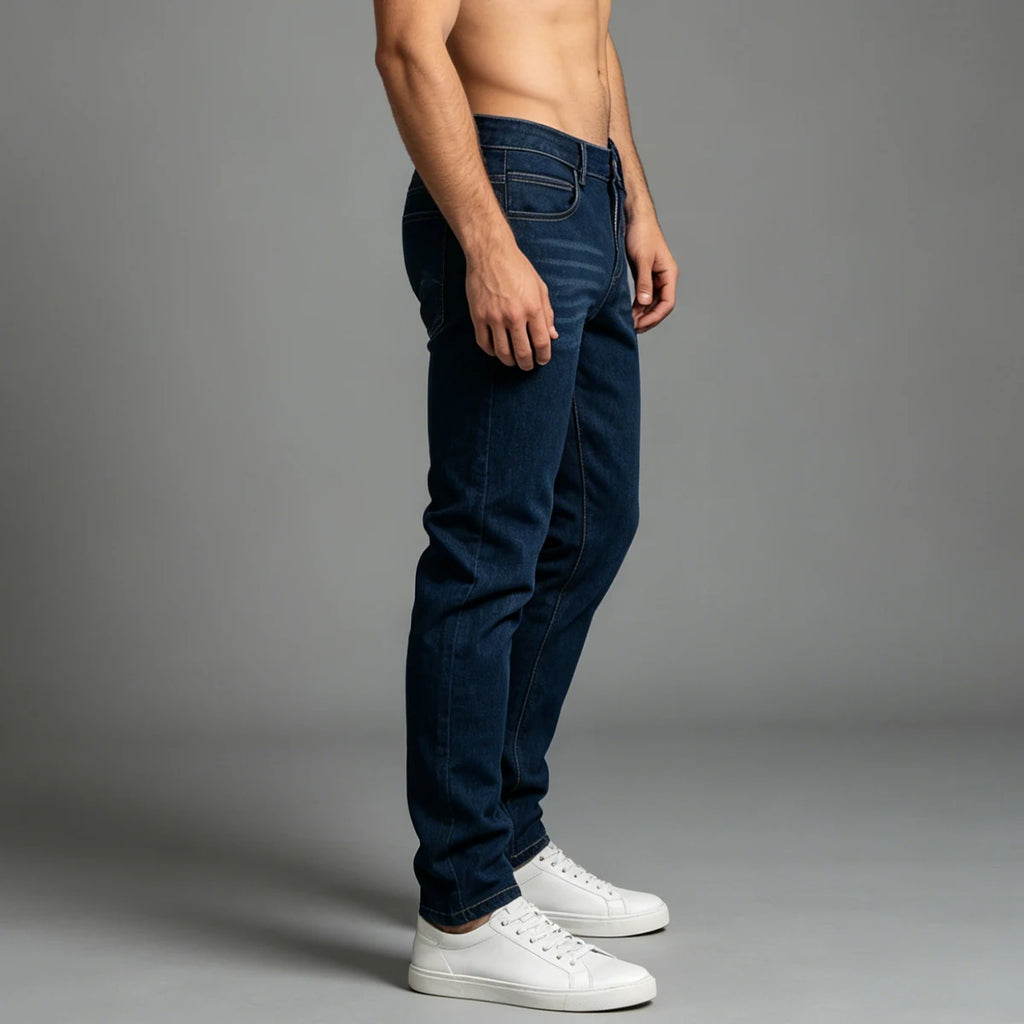 Pantalones vaqueros de pierna recta para hombre, de color liso, para primavera y otoño, a la moda, elegantes, sencillos, informales, negros, versátiles, para exteriores