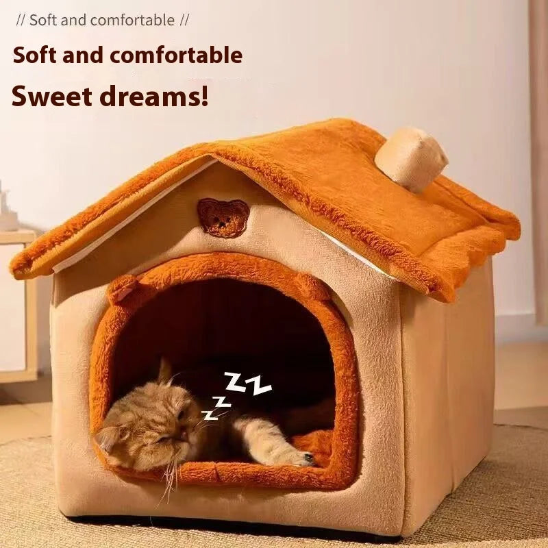 Cama estilo casa para perros para todas las estaciones, cama extraíble y lavable para mascotas para perros pequeños, casa cálida de invierno para perros y gatos