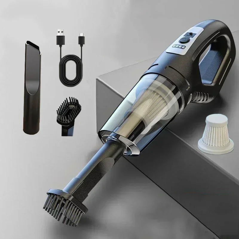 Aspiradora Inalámbrica de Mano con Gran Potencia de Succión, Recargable con Carga Rápida para Coche, Hogar y Eliminación de Pelo de Mascotas
