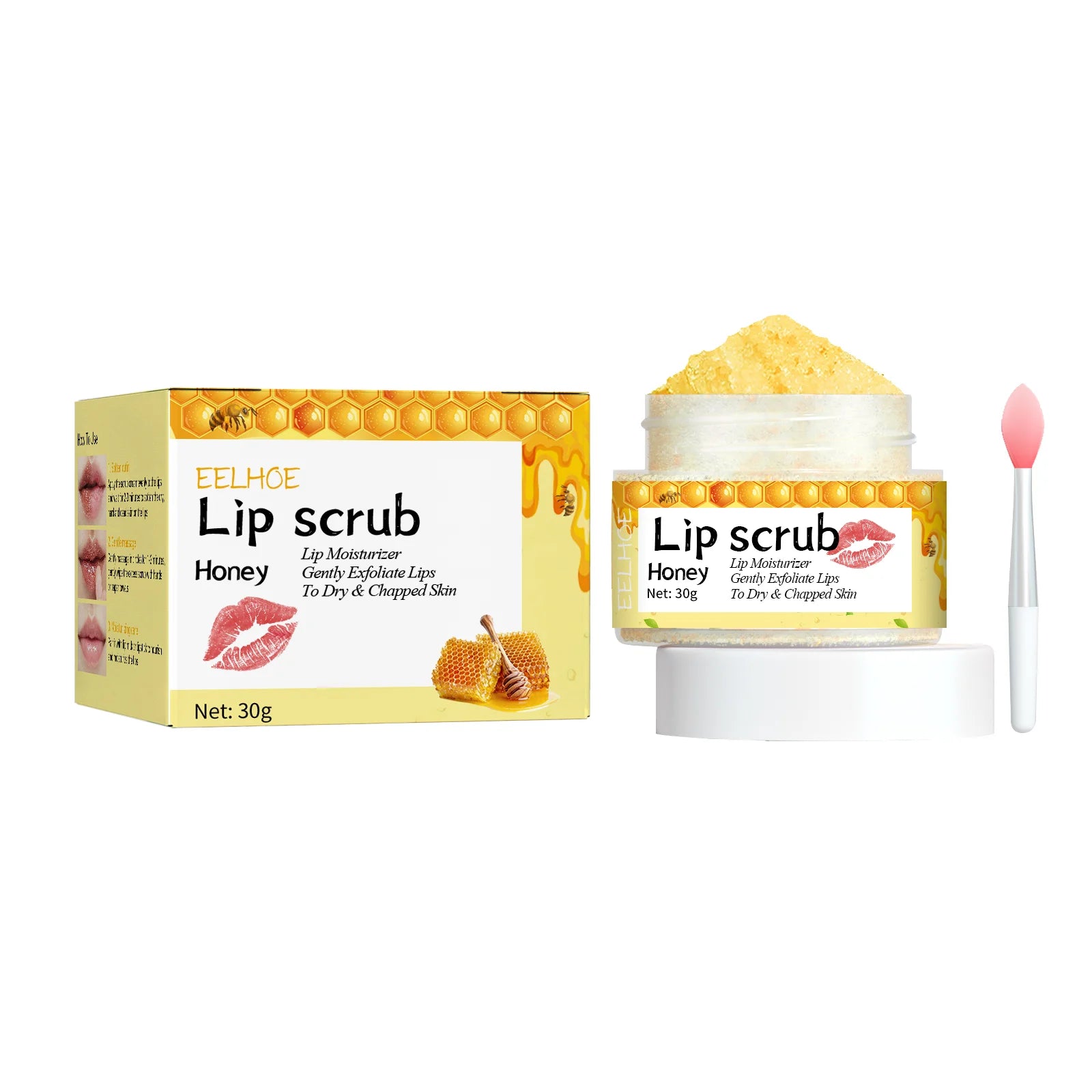 EELHOE exfoliante de labios rosa, eliminación de piel muerta, aclaramiento de líneas de labios, maquillaje hidratante antisequedad, productos para el cuidado de los labios
