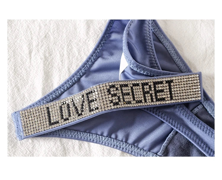 Tangas sexis de cintura baja para mujer, bragas con diamantes de imitación y letras, Tanga deportiva, pantalones cortos, calzoncillos con espalda en T, talla S-XL para Fitness