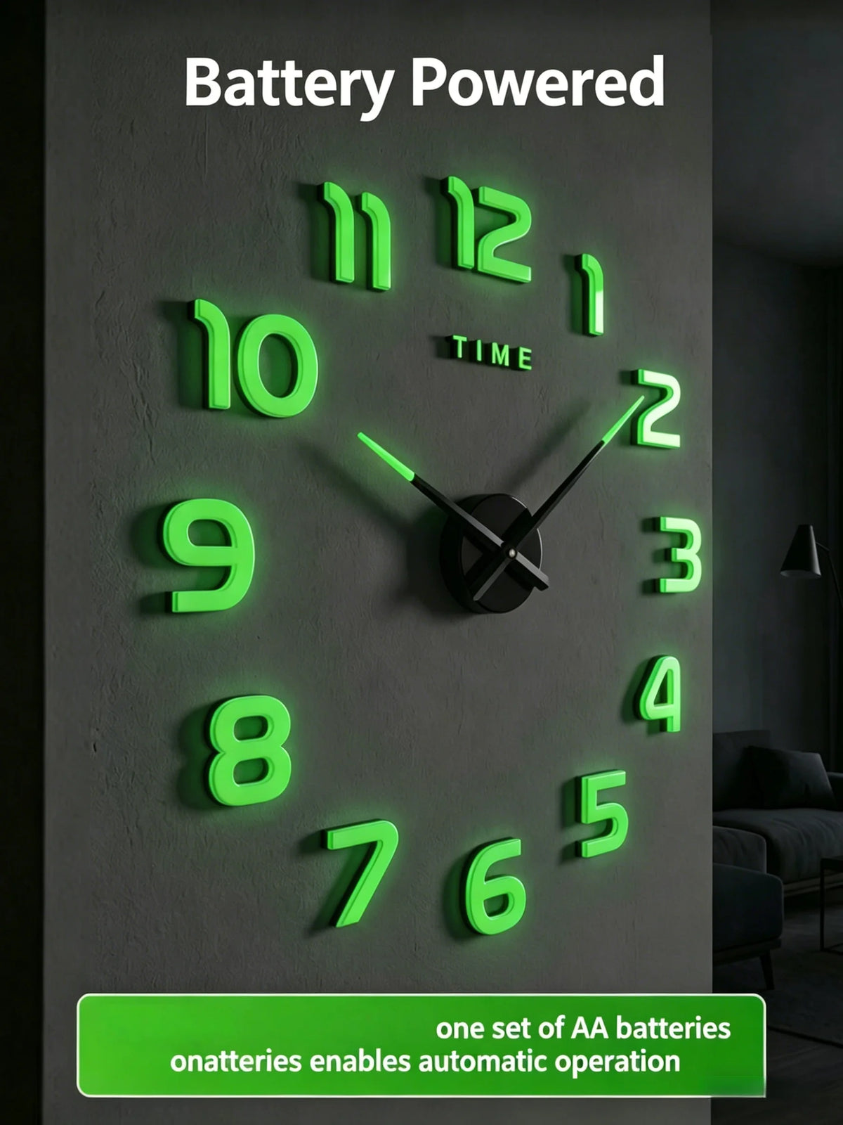 Reloj de pared grande 3D, relojes de pared clásicos luminosos, reloj Digital DIY, relojes de pared, pegatinas, reloj silencioso para el hogar, mesa de salón