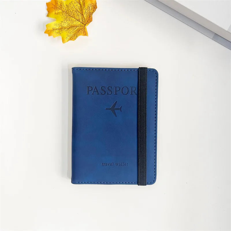 Fundas para pasaporte de negocios Vintage RFID para hombre y mujer, soporte multifunción para tarjetas bancarias de identificación, funda tipo billetera de cuero PU, accesorios de viaje