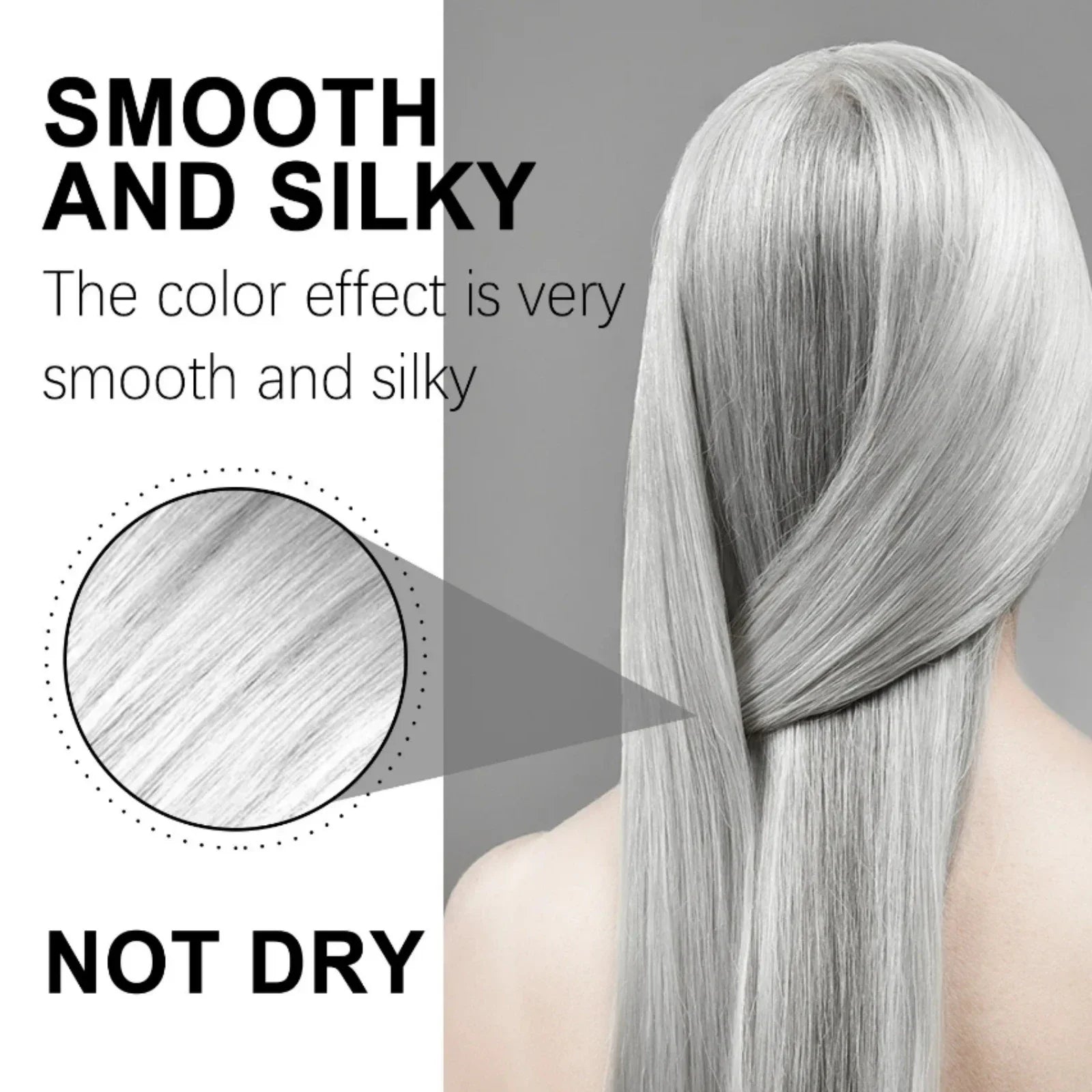 Tinte para el cabello gris plateado semipermanente, crema de tinte para el cabello Natural. Tratamiento lavable, tinte para sujetar todo el día, peinado DIY para fiesta, Cosplay